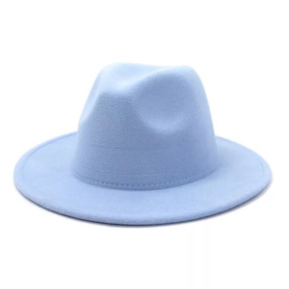 Accessories - Sky Blue Wide Brim Classic Fedora Hat